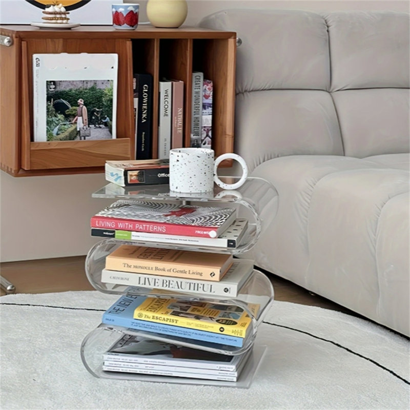 Table d'appoint / table basse en acrylique en forme de S - table d'appoint créative minimaliste moderne, tablette de chevet, porte-revues, décoration de luxe de style nordique