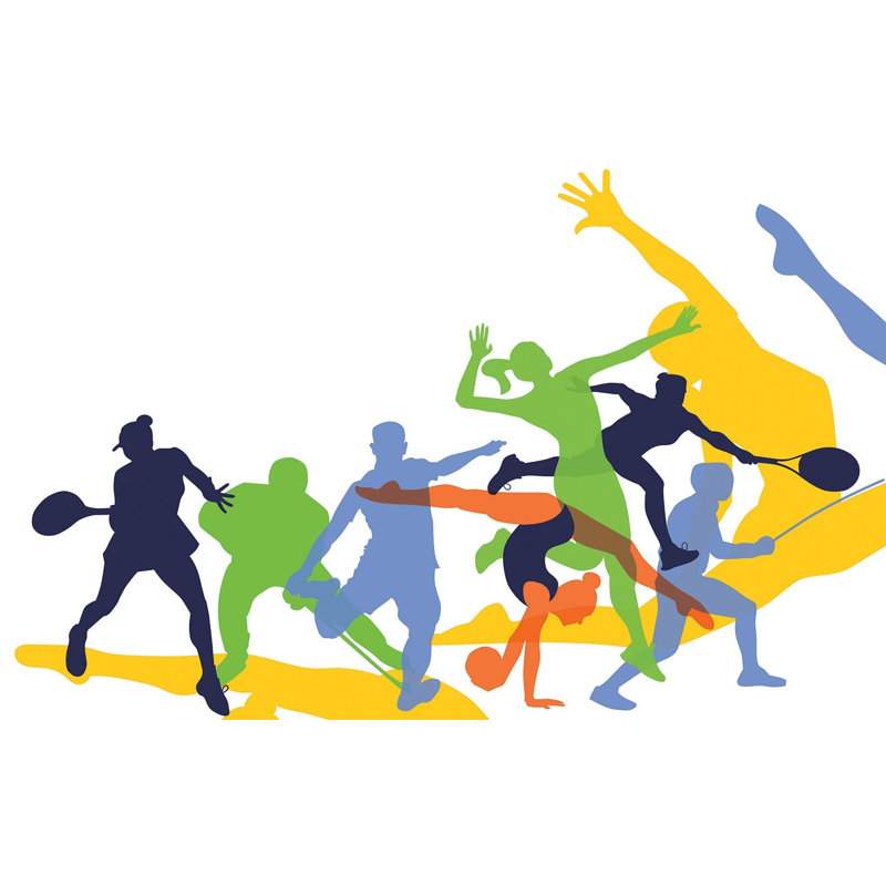 Murale pelez et collez de qualité supérieure - Silhouettes sportives dynamiques, L 120 po x l 180 po