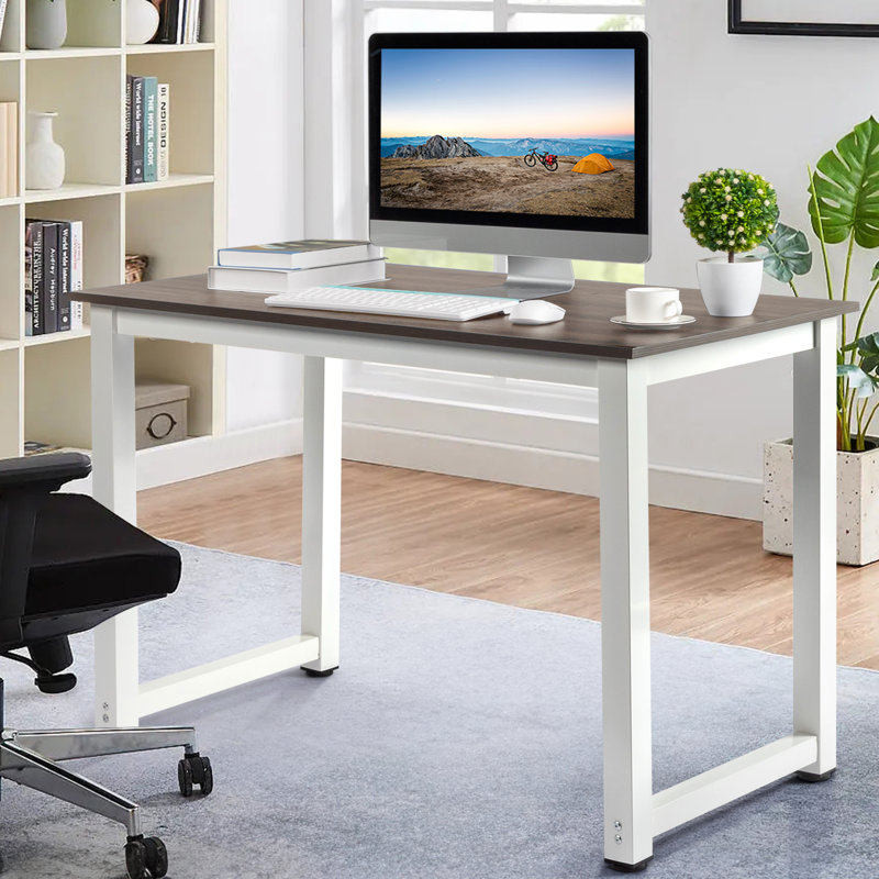 Bureau d'ordinateur en bois, catégorie de bureau en bois massif de 43,3 po x 23,6 po x 29,5 po, plateau de 15 mm, tube de 50 x 50 mm, multifonctionnel, élégant et lisse pour le bureau à domicile