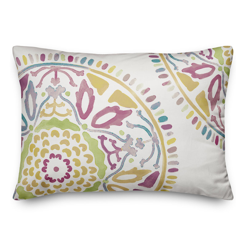 Housse et insert de coussin d'extérieur Juan, Vert/mauve, Floral 5