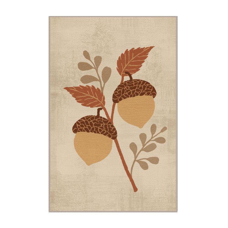 Machine Washable Ahart Thanksgiving Modern & Contemporary Abstract Rug in Beige – Beige Binding, 6x9