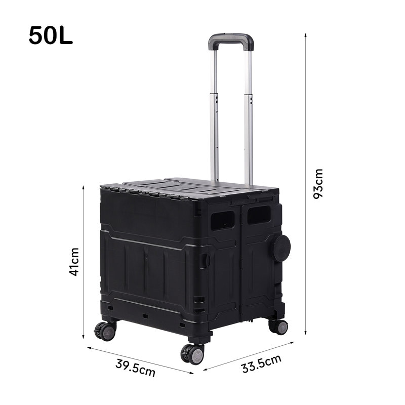 93cm H Utility Cart, 93cm H x 39.50cm W x 33.50cm D, Black