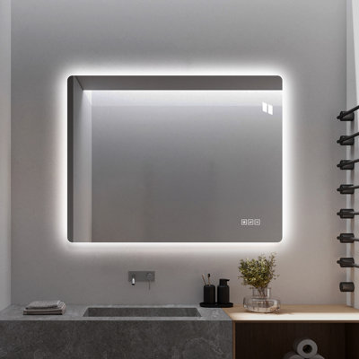 Miroir de salle de bain avec lumières DEL à l'avant et à l'arrière