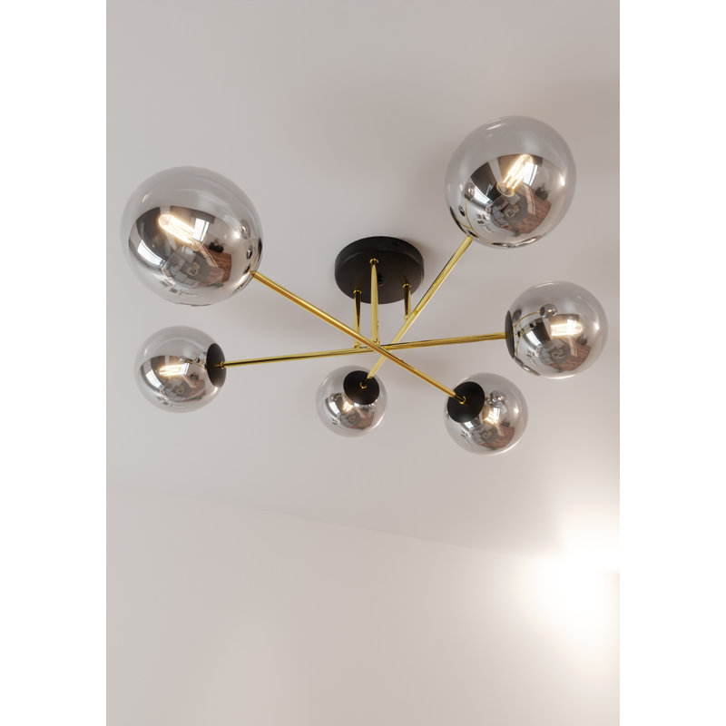Wodome 6 - Light Dome Chandelier, Black, Grey