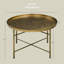 Table basse ronde de 24 po avec plateau martelé Nicholas, table centrale en métal rétro pour le salon, la chambre à coucher et la table d'appoint-227812270