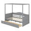 Lit plateforme simple en bois avec auvent et deux tiroirs, tête de lit incluse-401583978
