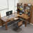 Solid Wood L - shaped Desk and Bookshelf Combination-650332452