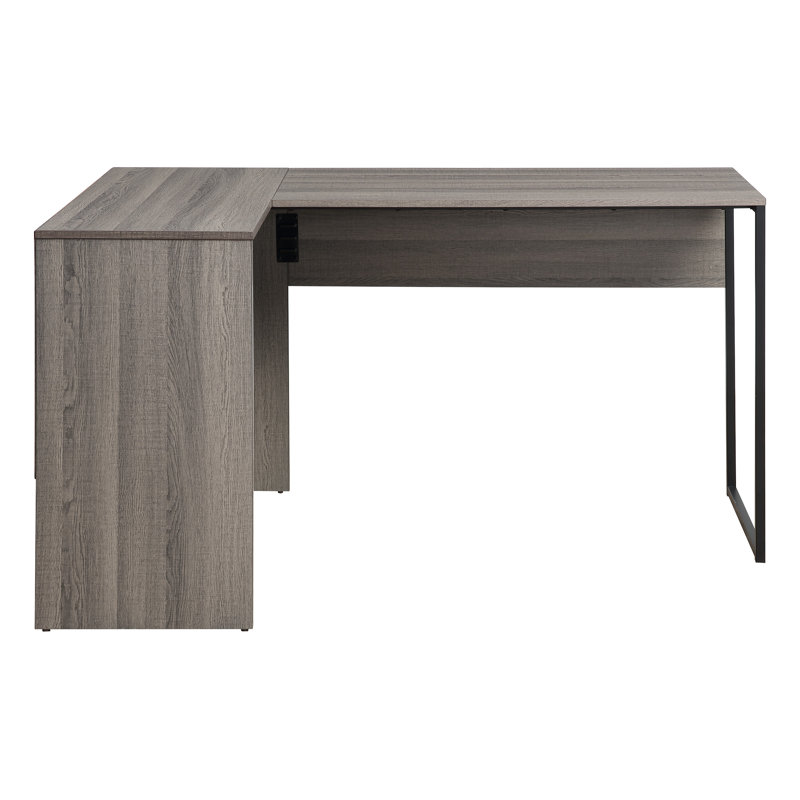 Joziah L-Shaped Writing Desk with Built-In Electrical Outlet