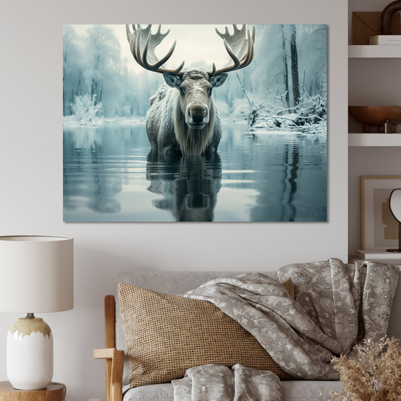 «Blue Blue Moose», impression sur toile encadrée, H 16 po x l 32 po x P 1 po, Toile tendue