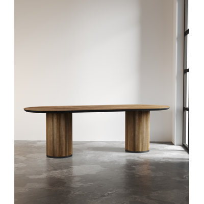 Bolivar 89 in. Oval 2 Pillar Dining Table