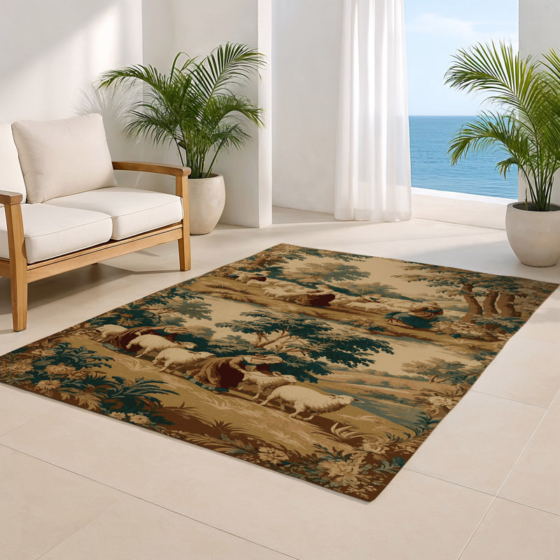 Tapis d'intérieur et d'extérieur brun français, Rectangulaire 2 pi x 3 pi