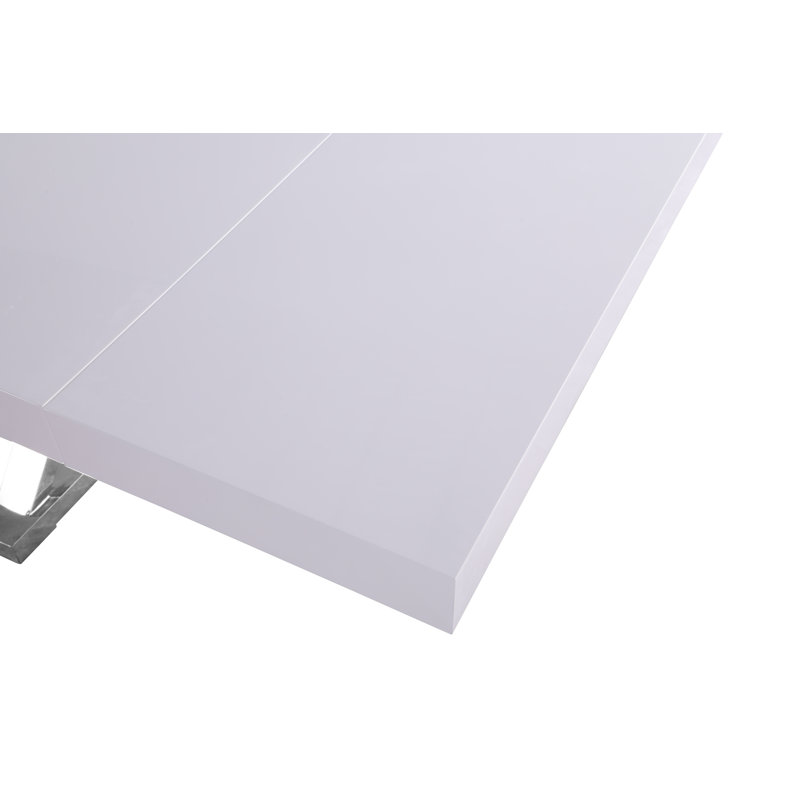 Table de salle à manger extensible Woolum, Blanc, Argent