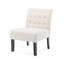 Paire de chaises d'appoint, siège en tissu beige avec boutons - détails gaufrés, pattes traditionnelles en bois massif pour la buanderie - 2 pièces - chaises avec coutures et balcon