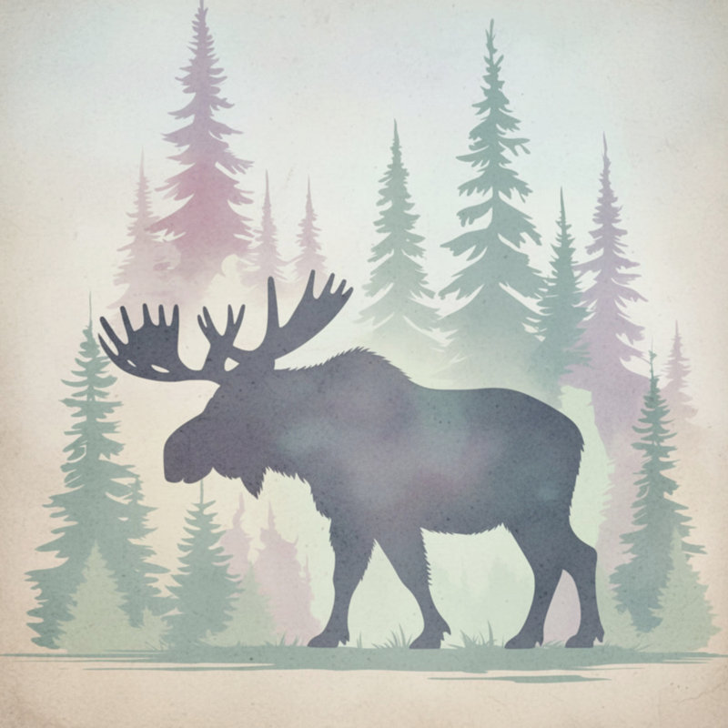 Tapis de bain Moose In Forest, L 24 po x L 17 po, Gris foncé / vert clair