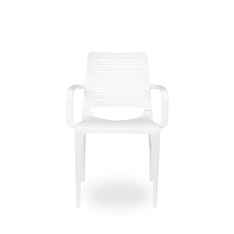 Geralde Stacking Patio Dining Armchair with Cushion, White