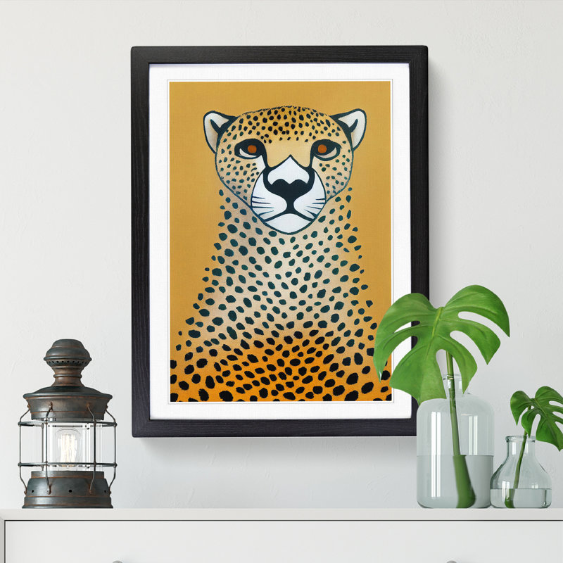 Isere Cheetah Suprematism - Picture Frame Print, 64cm H x 46cm W, Black Framed