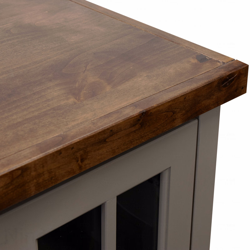 Meuble télé 96 po pour téléviseur de 100 po ou moins, sans assemblage requis, finition grès et whisky, Beige