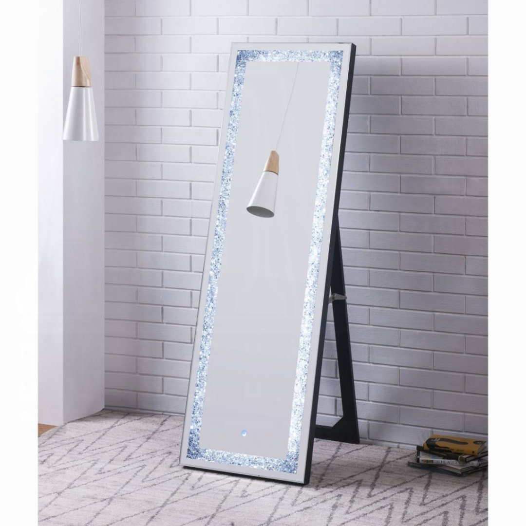 Woodrow Glass Rectangle LED Floor Mirror Willa Arlo™ Interiors