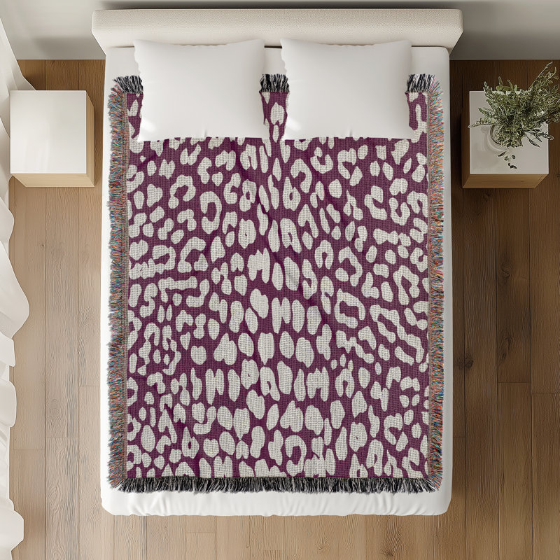 Jeté en mélange de coton Delo, Mauve, L 80 po x l 60 po