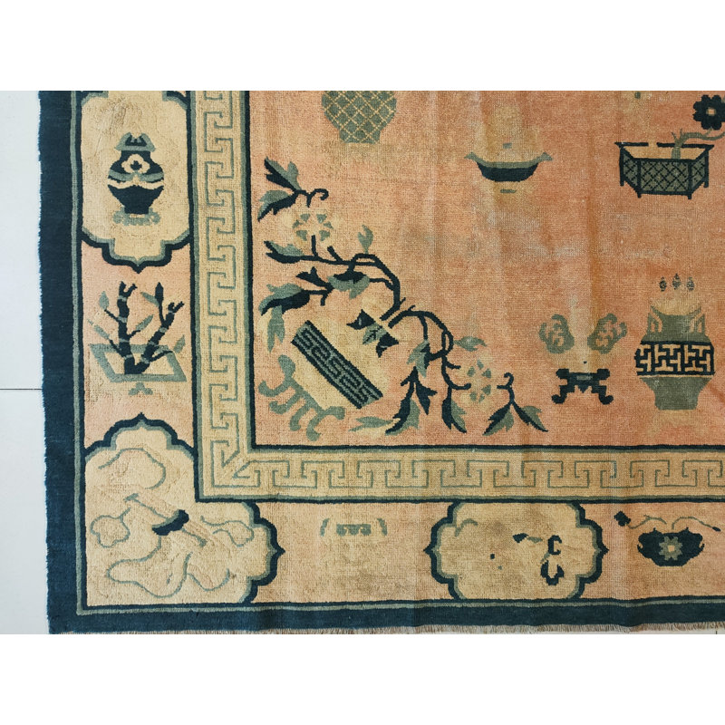 Hand Knotted Pile 1890s Red / Rust Rectangle Wool Antique Rug