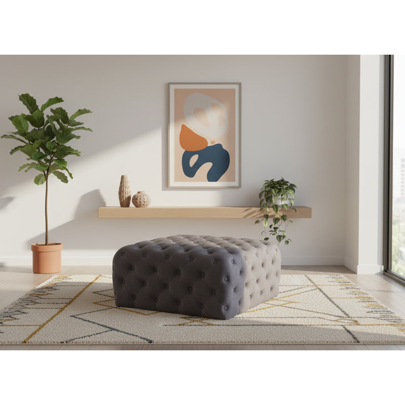 Repose-pieds carré standard en velours 33 po Ariel, Velours gris