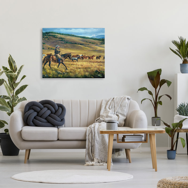 Équitation, paysage sur toile par Abraham Hunter, reproduction, H 30 po x l 40 po x P 1,5 po