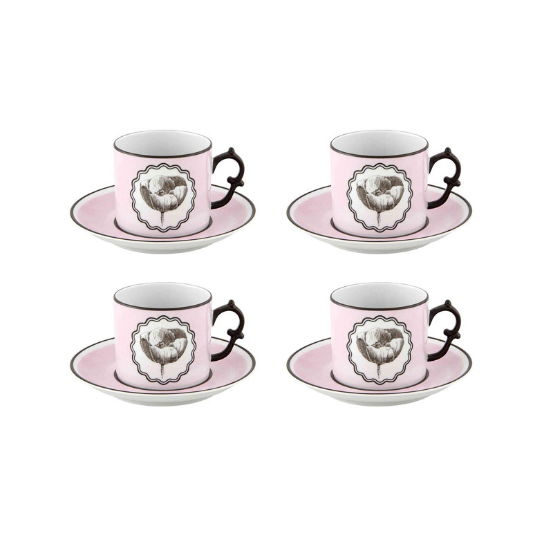Ensemble de tasses à thé et soucoupes 8 pièces Herbariae