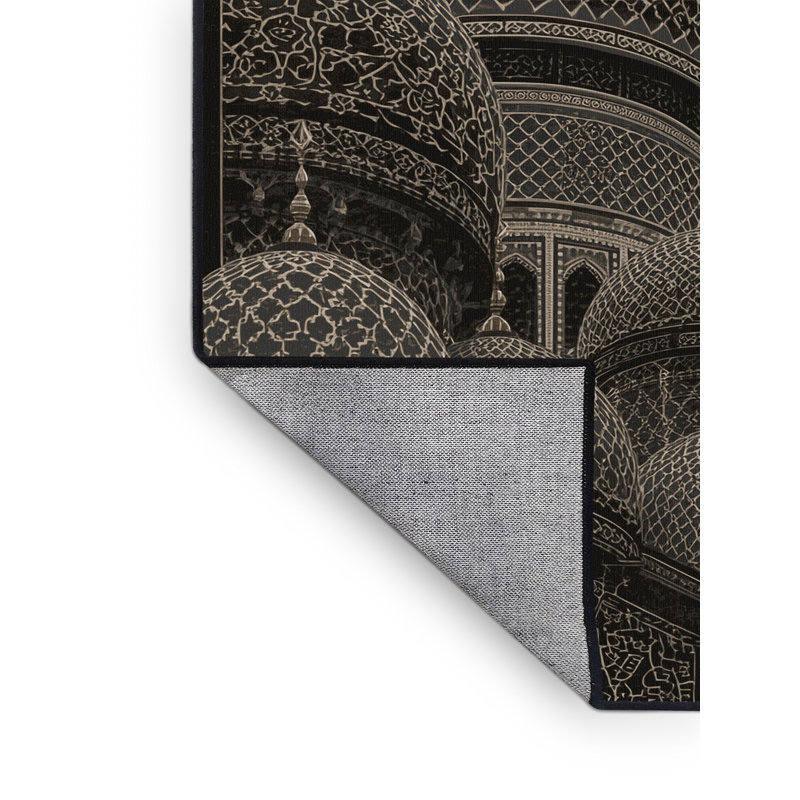 Tapis marocain orné Glam Abaokoro lavable à la machine - reliure noire, 3 X 5
