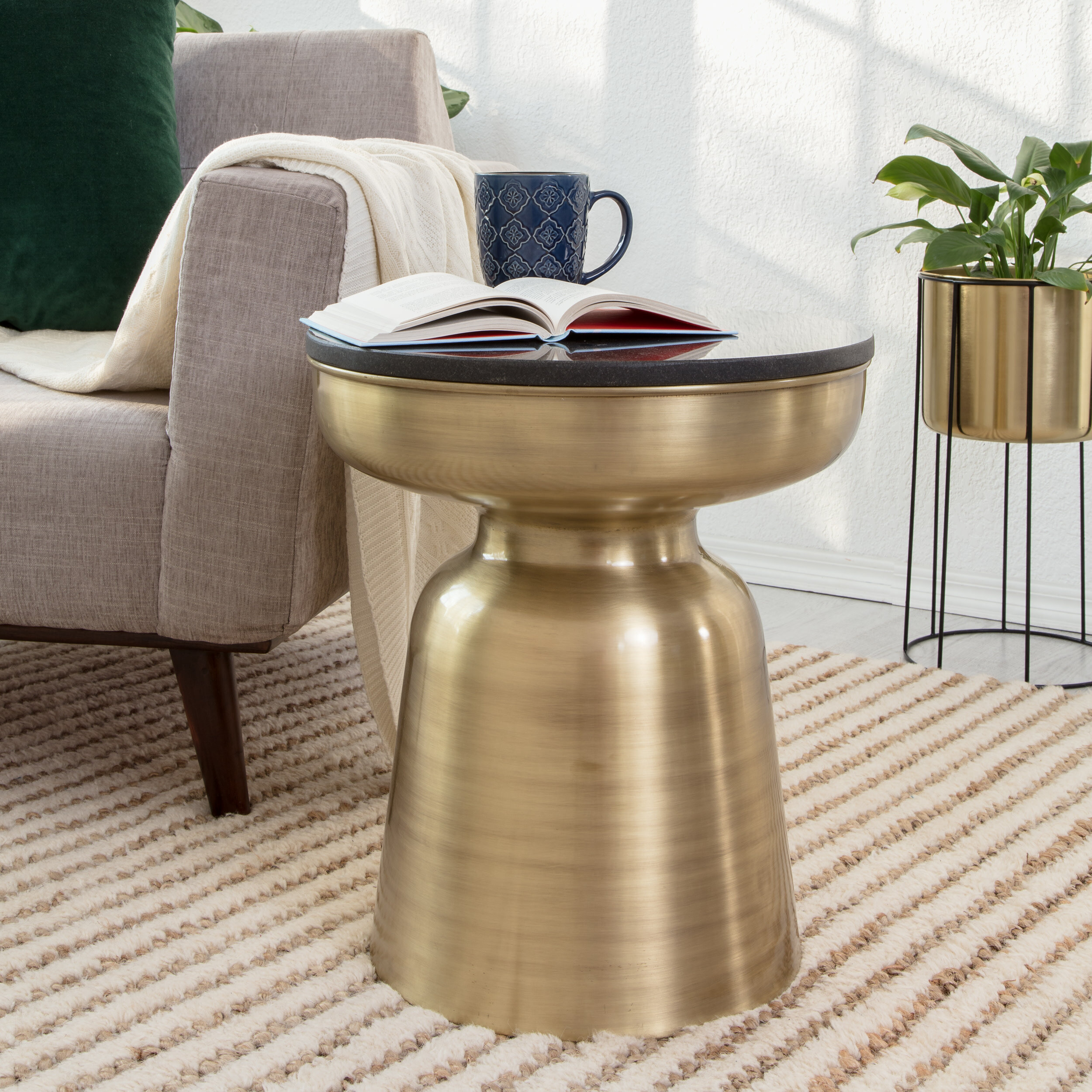 Finch Rothko Adler Finch Brass Metal Side Table & Reviews | Wayfair