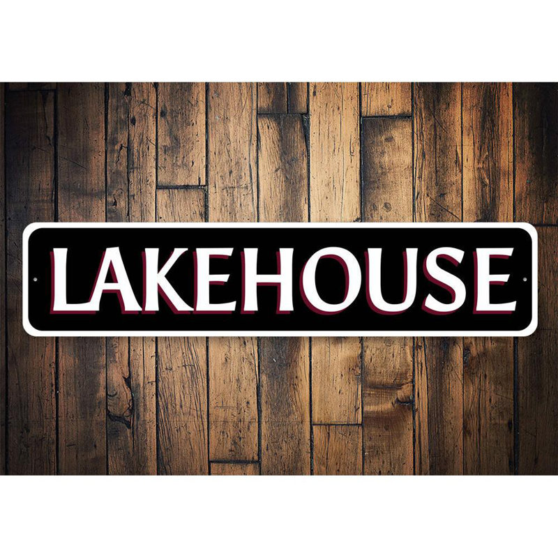 Plaque en aluminium Lake House, H 6 po x l 24 po x P 0,06 po