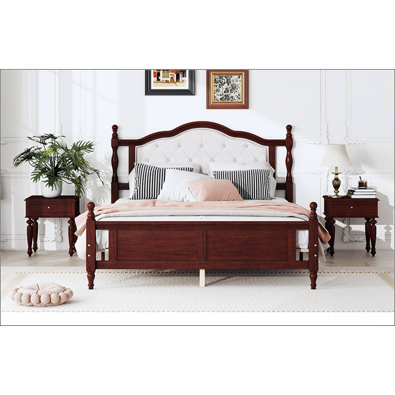 Grand lit en cerisier avec une construction durable et un design élégant, parfait pour un confort et un style durables.