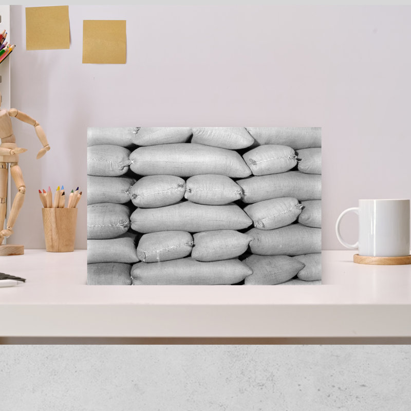 «1920S 1930S 1940S», pile de sacs en toile de jute dans un motif global, architecture industrielle rétro, art mural