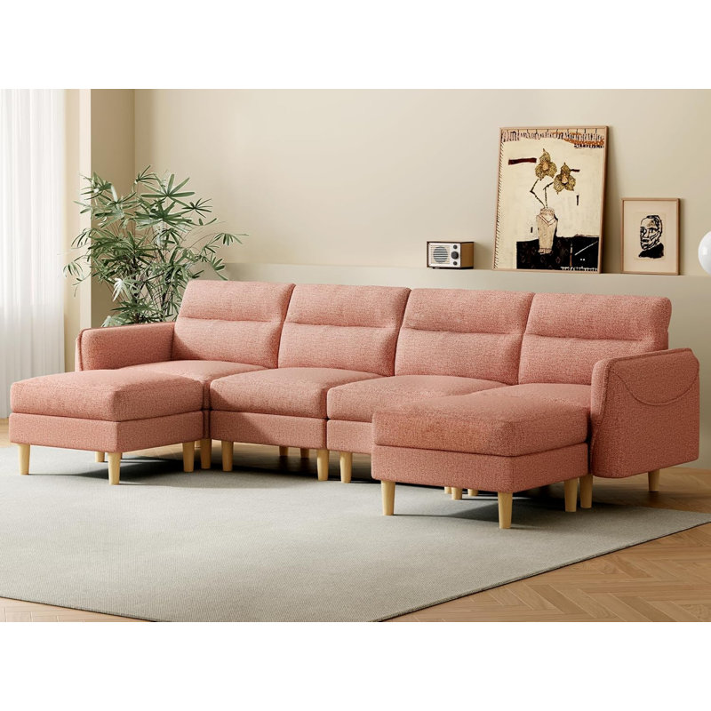 Canapé modulaire convertible 6 pièces 6 pièces, Rose