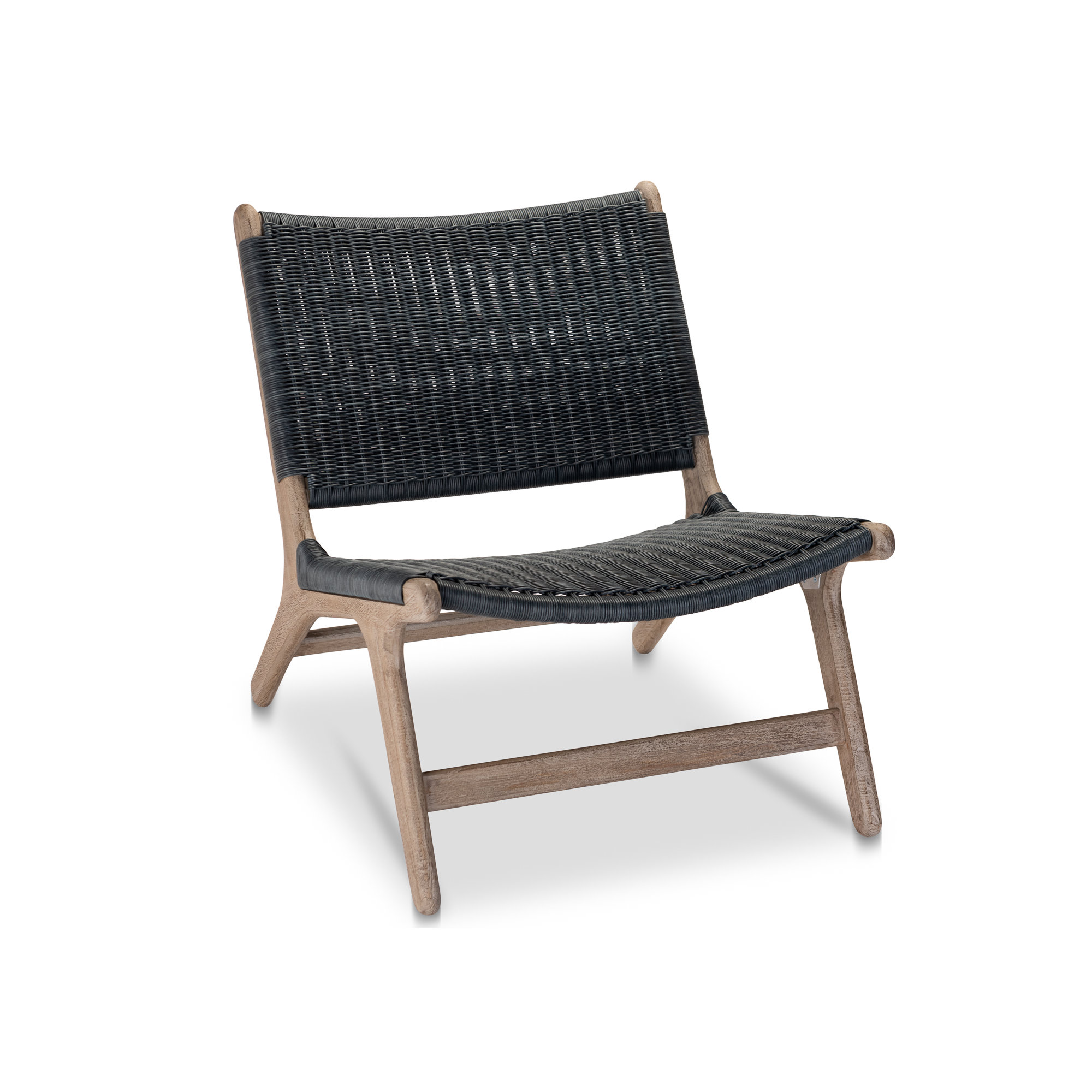 Almira Teak Outdoor Armless Lounge Chair, Navy, Driftwood Teak