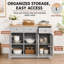 Buffet moderne à 3 tiroirs, plateau en bois d'hévéa, tablettes réglables et conception anti-basculement pour cuisine, salle à manger et salon Modern