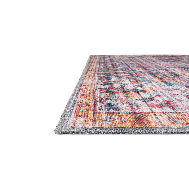 Tapis floral rouge / bleu Hafner, Rectangle 5 pi 3 po x 8 pi