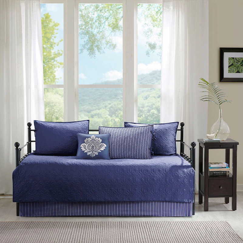 6 Piece Reversible Daybed Cover Set Navy Daybed, Navy