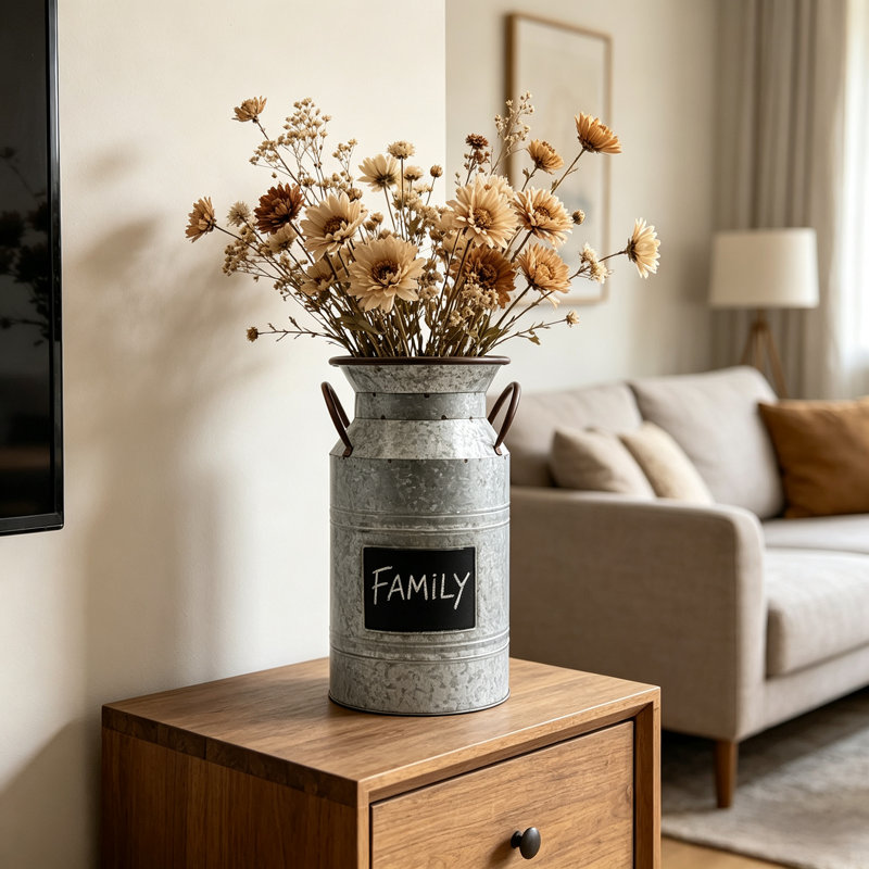 Le lait en ardoise de 15 po de hauteur Hosley ajoutera un charme rétro à votre espace avec un décor de ferme rustique et des arrangements floraux polyvalents