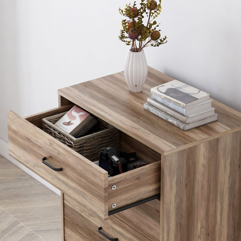 32.8" 4-Drawer Home Office Cabinet with Steel Base, Modern Industrial Storage Chest
