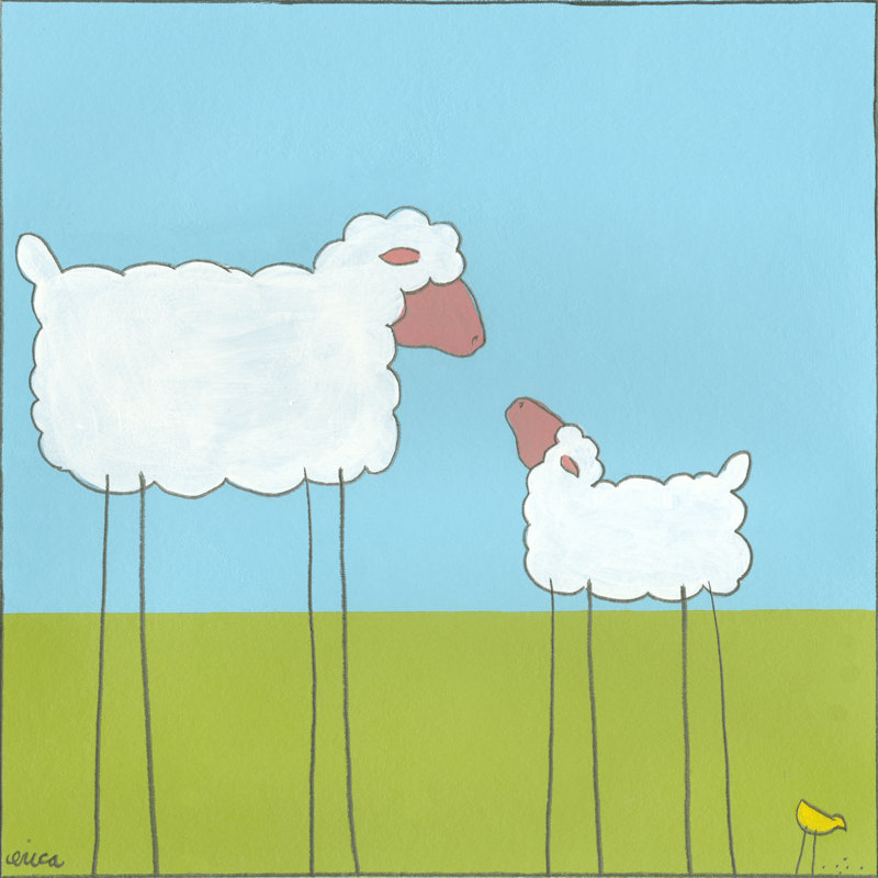 Stick-Leg Sheep I - Wrapped Canvas Art Prints, 30cm H x 30cm W x 3.8cm D