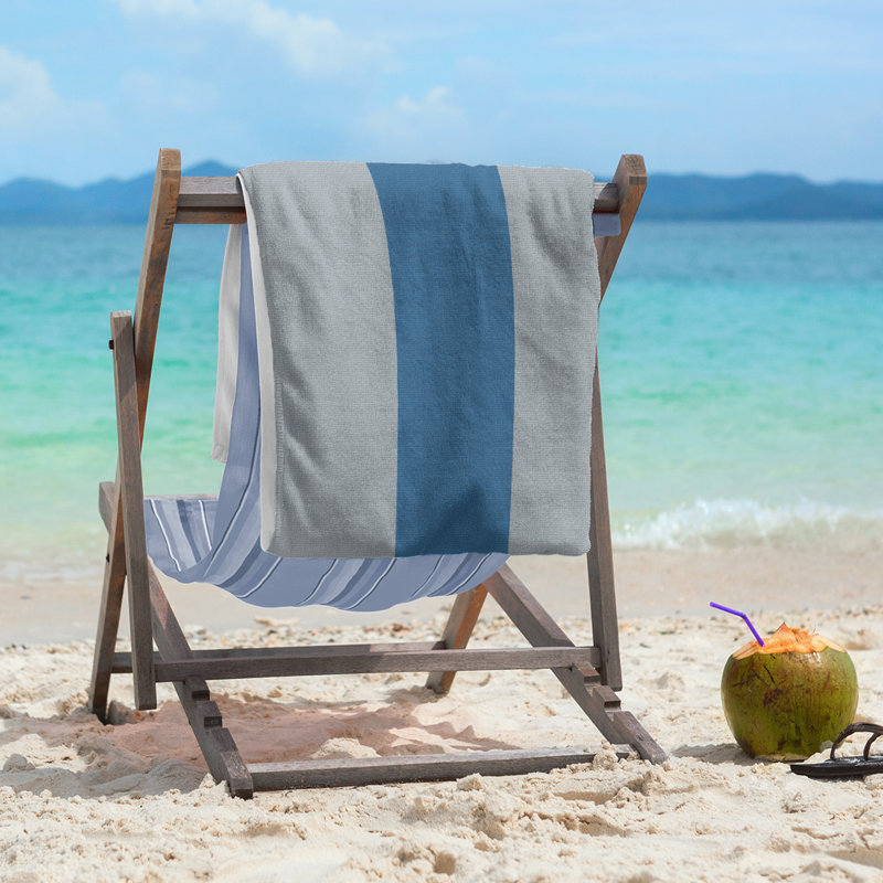Columbus Lightweight Beach Towel, Microfiber, Silver/Blue/Silver