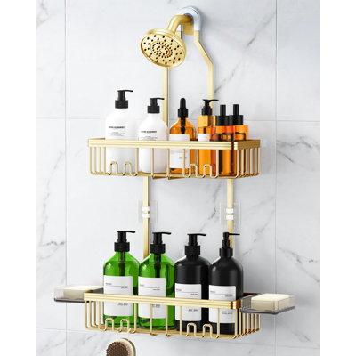 Shower Caddy Hanging, Shower Organizer Hanging (Gold)