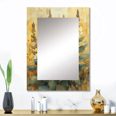 Fleurs blanches et vertes Whispers of Love - miroir mural décoratif Wildflowers, miroir traditionnel, impression sur métal