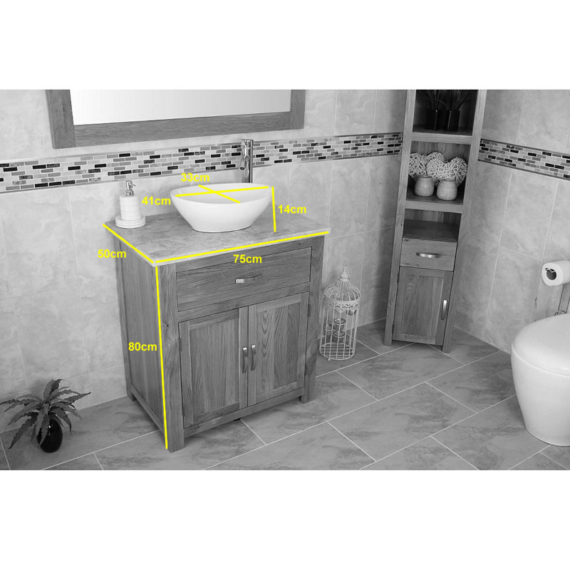 Blanca 750mm Single Bathroom Vanity with Vessel Ceramic Basin, White