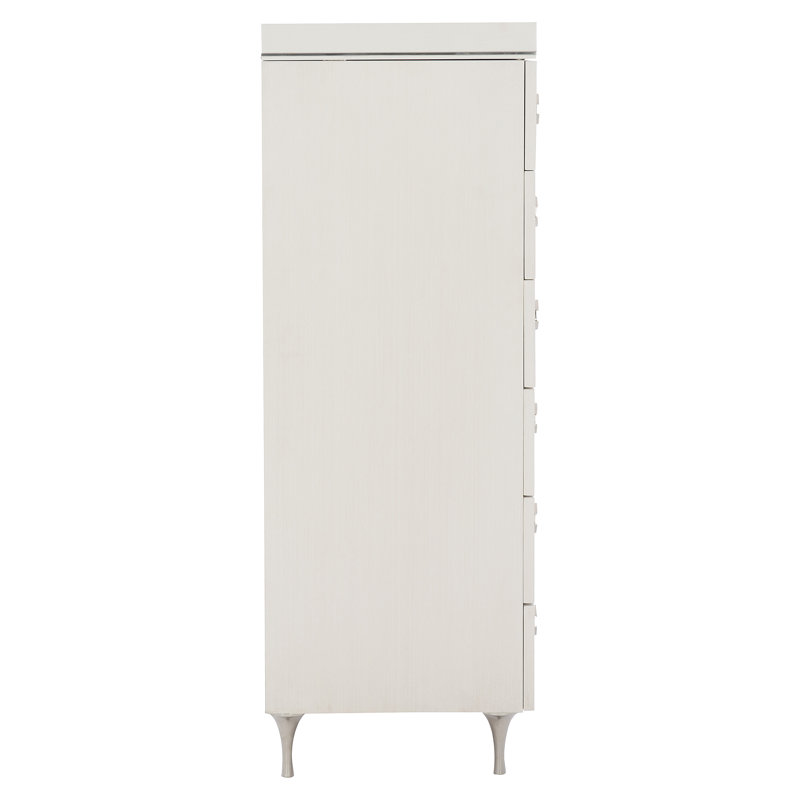 Eggshell White & Black 6-Drawer Tall Dresser with Silver Accents