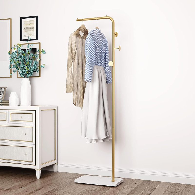 Moonzarin Steel Freestanding Coat Rack, Gold