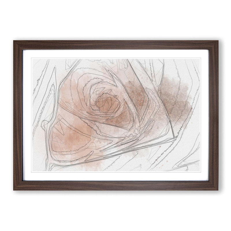 Light Pink Rose in Abstract - Picture Frame Graphic Art Print, Walnut Framed, 27cm H x 36cm W x 2cm D