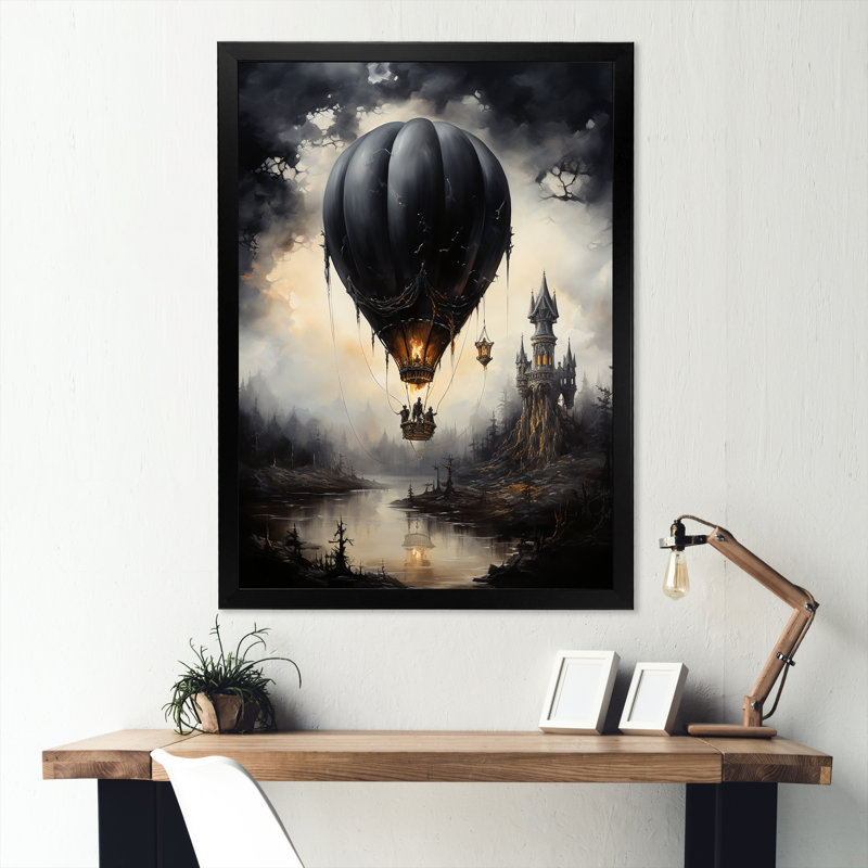 «Dark Balloon Mystery Journey», reproduction sur toile, Cadre photo noir, H 32 po x l 16 po x P 1 po
