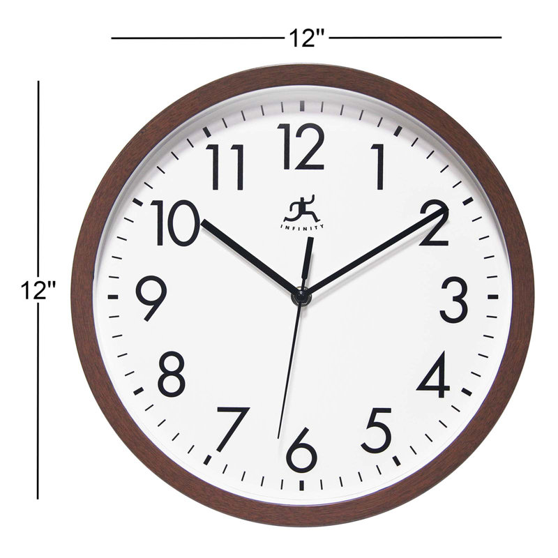 Anupam Round Plastic Wall Clock - Walnut
