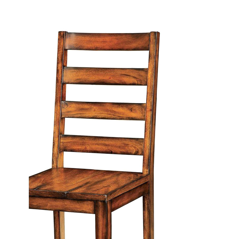Chaises industrielles en bois massif (de 2) - Finition chêne tabac, siège de salle à manger rustique avec dossier 2